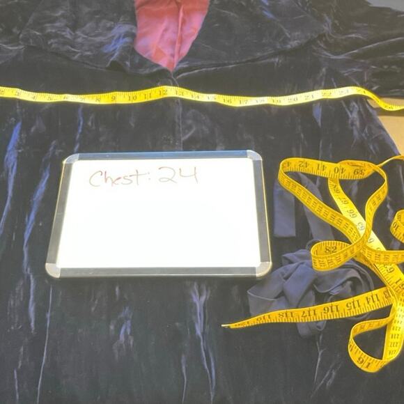 Vintage Alberto Makati Crushed Velvet Duster Long Jacket Sz S Navy Boho Glam - Picture 6 of 7